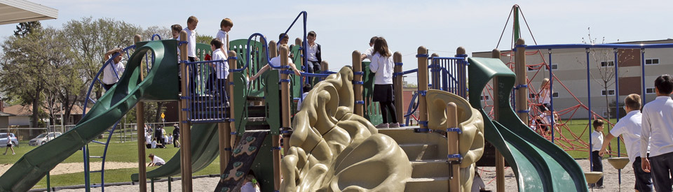 Kids on playground equipment